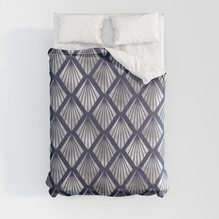 Beautiful Navy and Silver Design Patterns Comforter