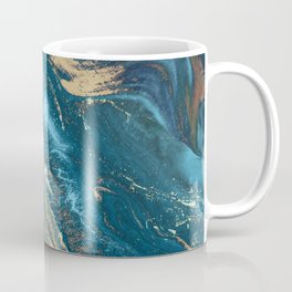 Teal Blue Emerald Marble Waves Coffee Mug