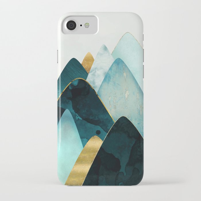 Gold and Blue Hills iPhone Case