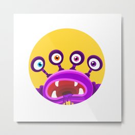 Monster Head with four eyes and drool Metal Print | Drool, Popsocketmonster, Monsterhead, Eyes, Alien, Comic, Monstermouth, Teeth, Monser, Mouth 