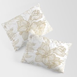 Elegant modern white faux gold marble floral Pillow Sham