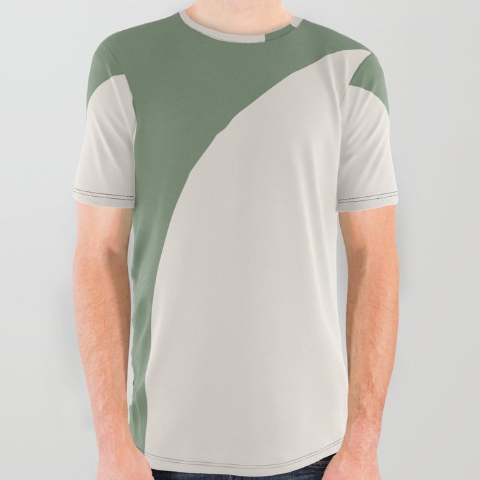 Arches on Sage Green - Scandinavian Abstract Shapes All Over Graphic Tee