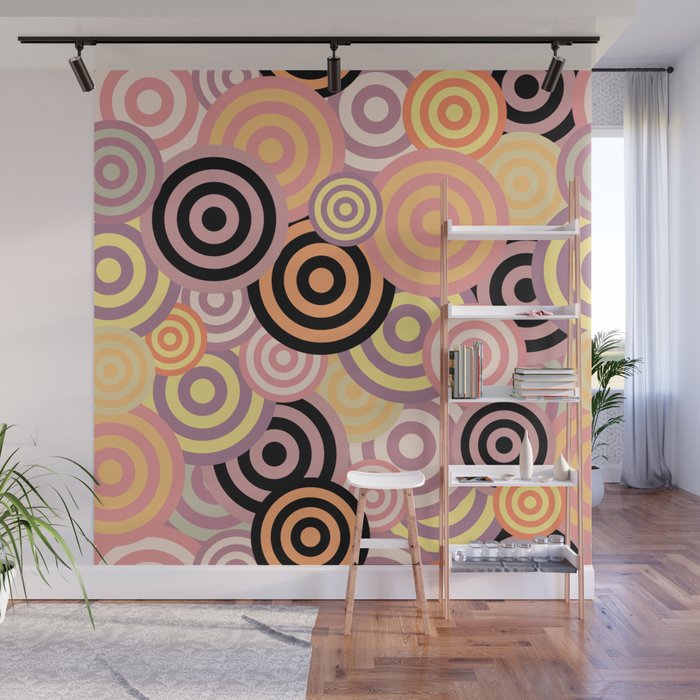 Abstract Retro Colorful Circles Pattern Wall Mural