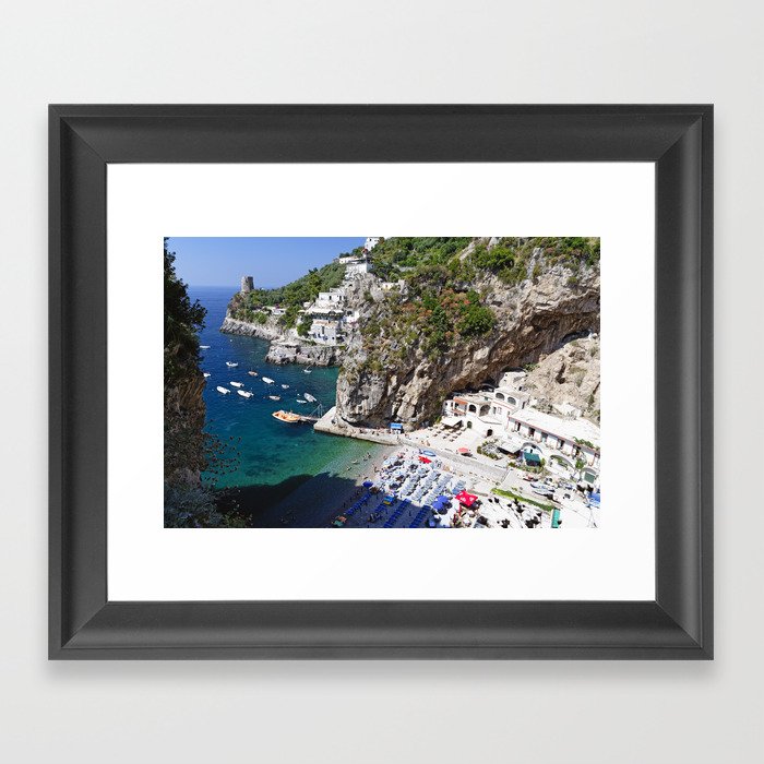 Praiano Beach, Campania, Italy. Framed Art Print