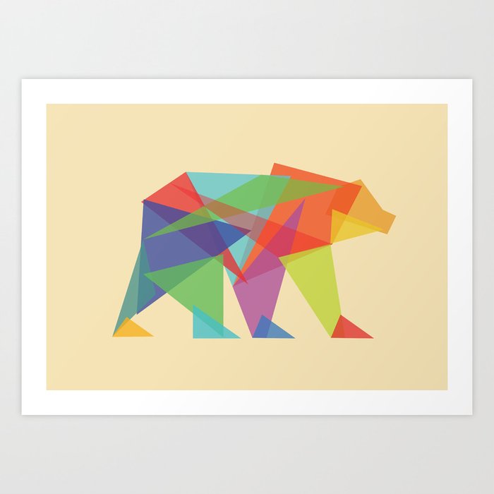 Fractal Geometric bear Art Print