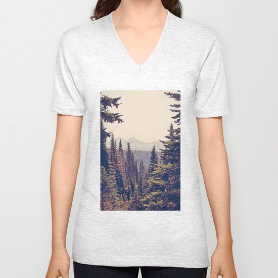 Mountains through the Trees Unisex V-Neck