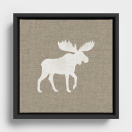 White Moose Silhouette Framed Canvas