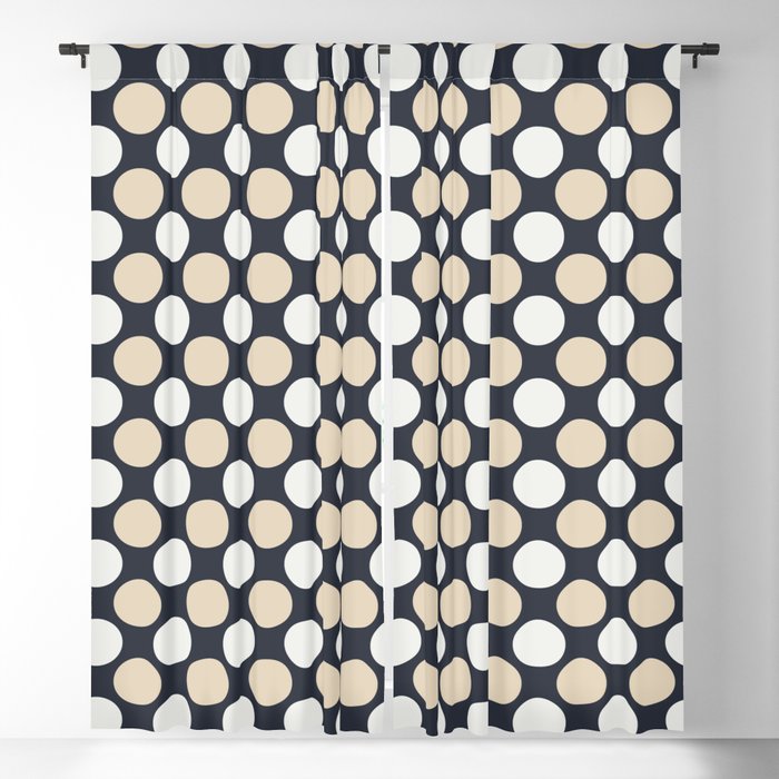 Beige And Off White Uniform Large Polka Dots On Dark Blue Matches