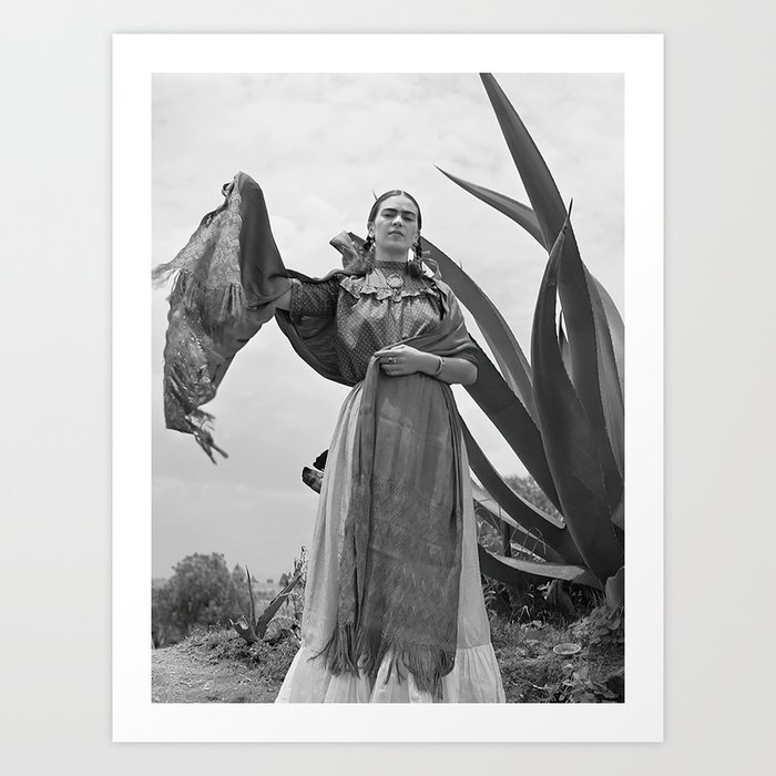 1937 Photo Frida Kahlo standing next to an agave plant Art Print