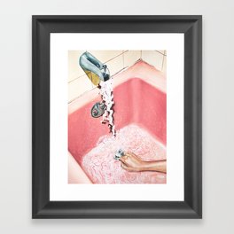 Evening Plans | Vintage Pink Bathroom | Retro Watercolor Framed Art Print