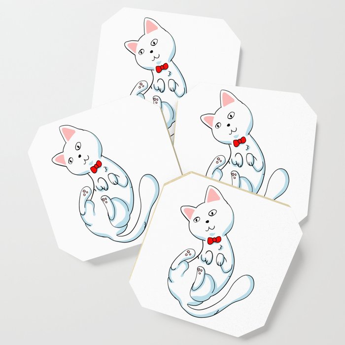Cat With Bow Tie Funny Cat Cat Cartoon Coaster By Marios