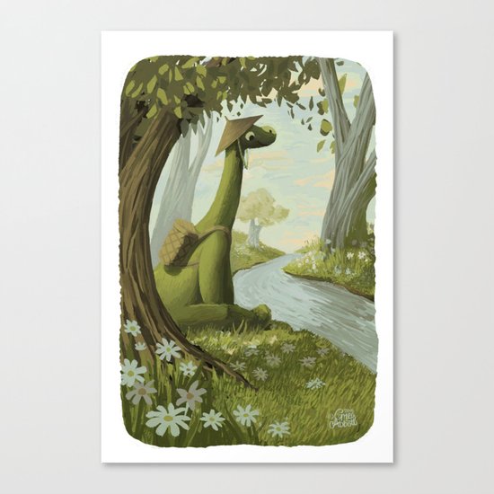 Dinosaur By The Stream Canvas Print