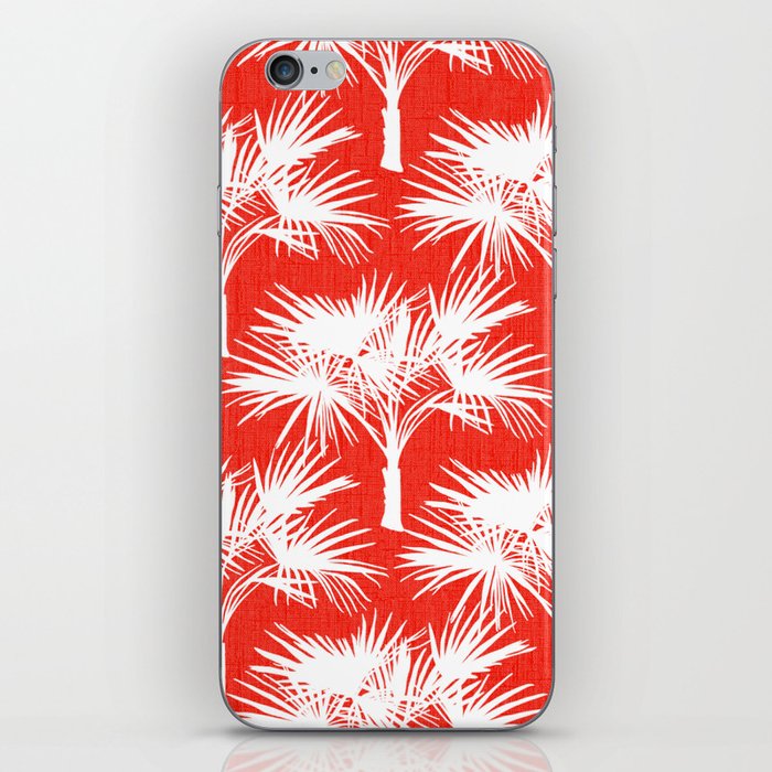 70’s Palm Springs Trees White on Red iPhone Skin