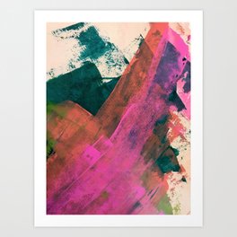 Expand [2]: a colorful, minimal abstract piece in pinks, green, and blue Art Print