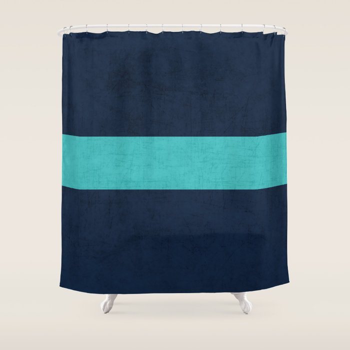 classic navy and aqua Shower Curtain by her art Society6