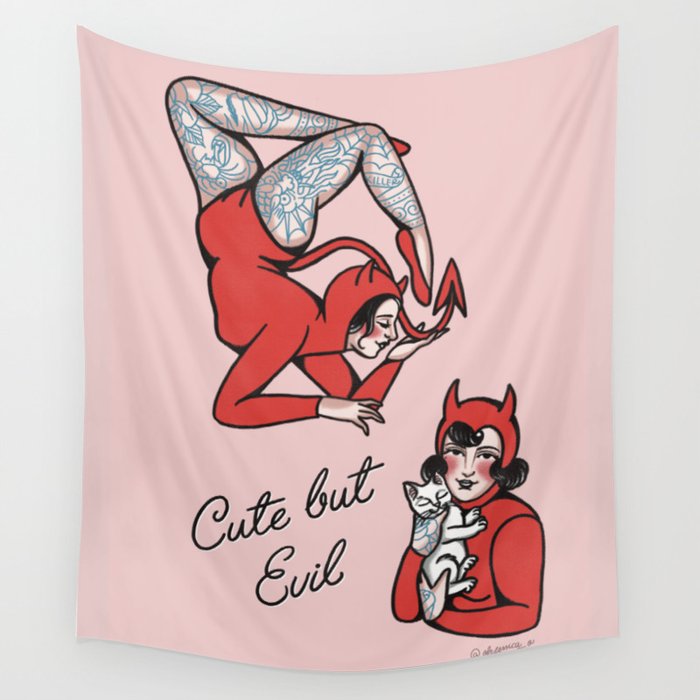 Cute but Evil Wall Tapestry