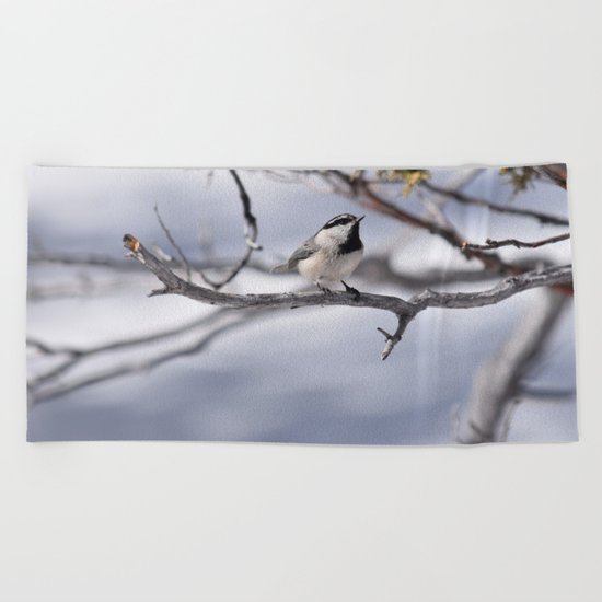 Winter Chickadee Beach Towel