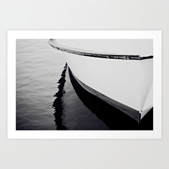 Reflections Black and White Nautical Boat Art Print