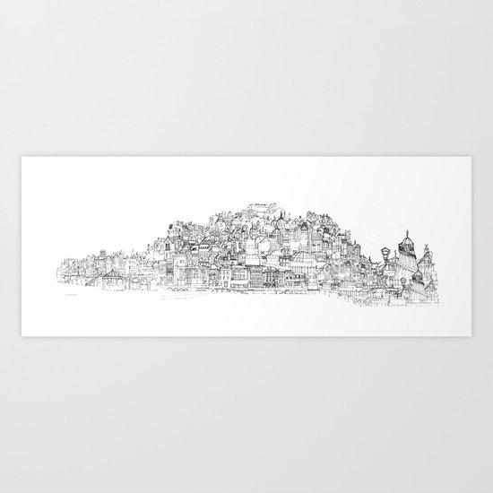 Panoramic Drawing of Brighton Art Print
