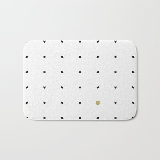 One Golden Cat - White Bath Mat