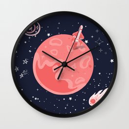 Lost Red Planet In The Space  Wall Clock