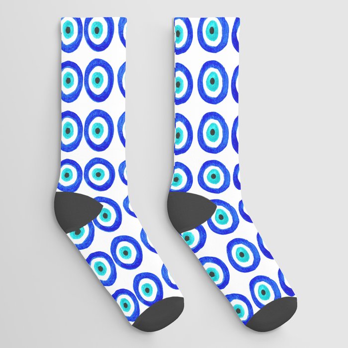 Evil Eye Amulet Talisman - on white Socks