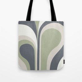 Retro Groovy Abstract Design in Grey, Green and Neutral Tones Tote Bag