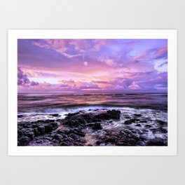 Purple Sunrise, Poipu Beach, Kauai, Hawaii Art Print