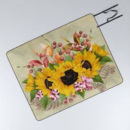 Fall Sunflowers and Winterberries Picnic Blanket