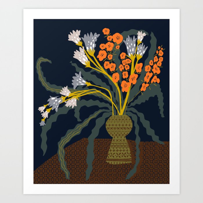 Matisse Flower Vase modern Illustration dark Art Print