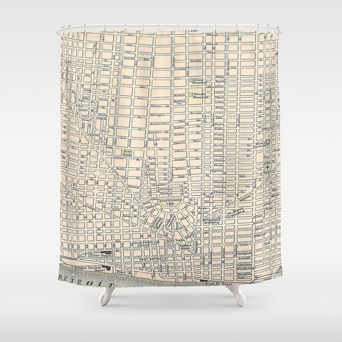 Vintage Map Of Detroit 1895 Shower Curtain By Bravuramedia Society6 Vintage Map Of Detroit 1895 Shower Curtain