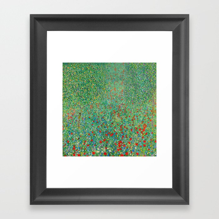 Poppy Field Gustav Klimt Framed Art Print
