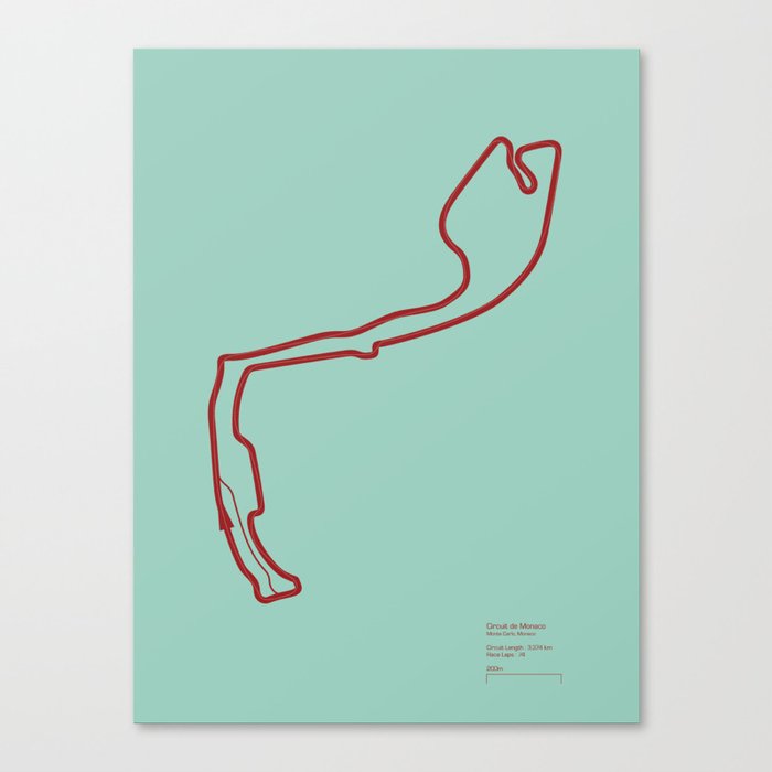 F1 Circuit Infographic- Circuit de Monaco, Monaco  Canvas Print