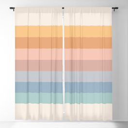Pastel Retro Rainbow Stripes  Blackout Curtain