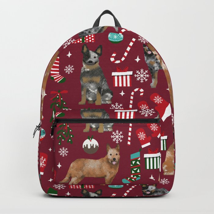 Austrian Cattle Dog red and blue merle christmas presents holiday dog breed pattern pet friendly Backpack