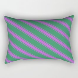 [ Thumbnail: Sea Green and Orchid Colored Lines/Stripes Pattern Rectangular Pillow ]