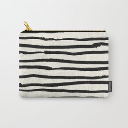 Tribal Stripes Black Earth on Ivory Cream Carry-All Pouch