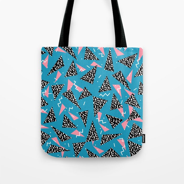 80s Abstract memphis pattern trendy modern pattern print pink black and blue Tote Bag