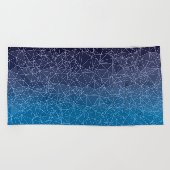 Polygonal blue, black and purple Beach Towel