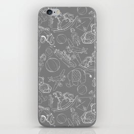 Grey and White Toys Outline Pattern iPhone Skin