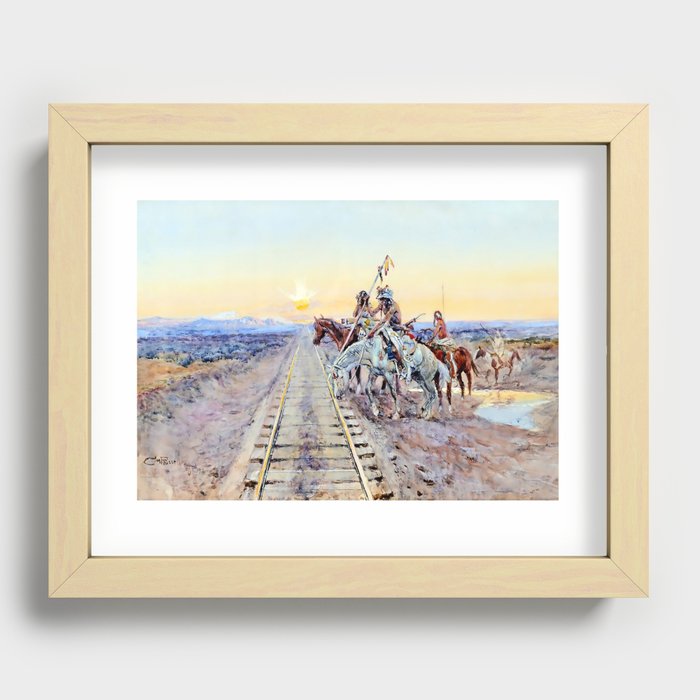 “Trail of the Iron Horse” by Charles M Russell Recessed Framed Print