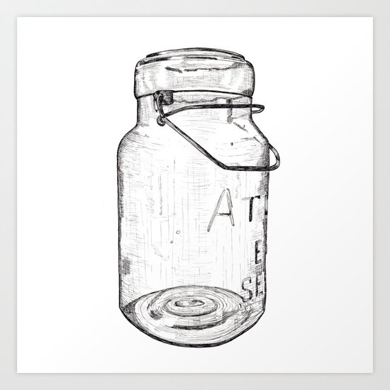 Atlas Jar Line Drawing Art Print By Thepostmansknock Society6 Made in chicago of imported fabric or material. atlas jar line drawing art print by thepostmansknock