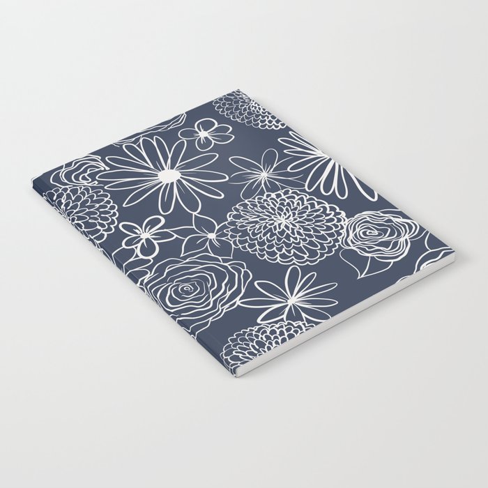 Chalkboard Florals Blue/White Notebook