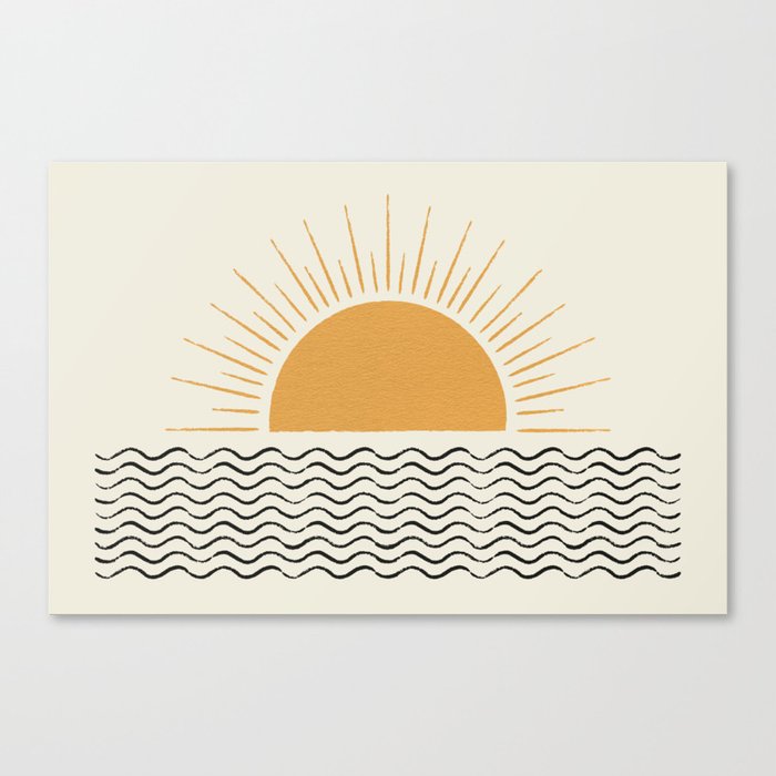 Sunrise Ocean -  Mid Century Modern Style Canvas Print