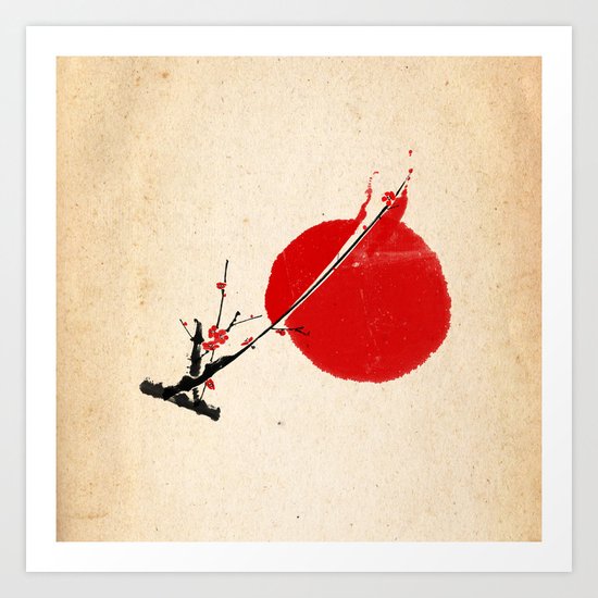 A Twig of Ume Blossoms Art Print