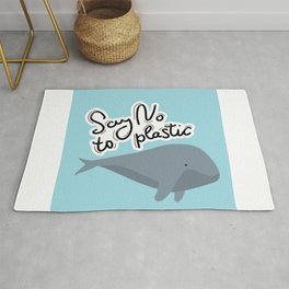 Say no to plastic. Whale, sea, ocean.  Pollution problem concept Eco, ecology banner poster. Rug