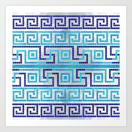 Mosaic Greek Meander Greek Key Ornament  Art Print