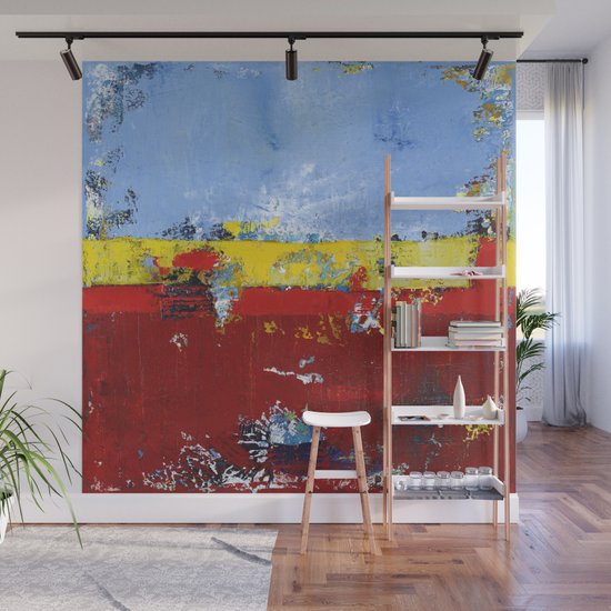 Deerfield Red Yellow Blue Abstract Art Primary Colors Wall Mural