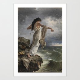 "Death of Sappho" by Miguel Carbonell Selva (1881) Art Print