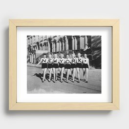 New York Girls in a line, lovely girls on the street - mid century vintage photo Recessed Framed Print